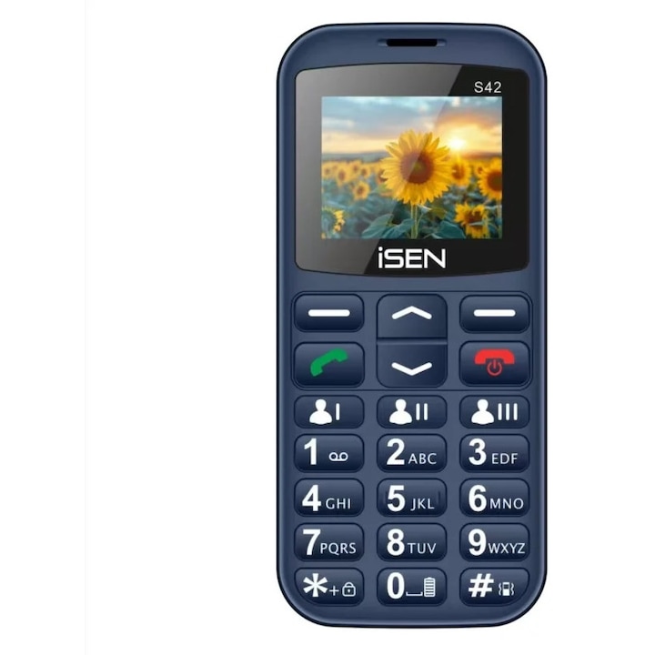 Мобилен телефон iSEN S42 SENIOR, 2.0", Dual SIM, SOS бутон, Син