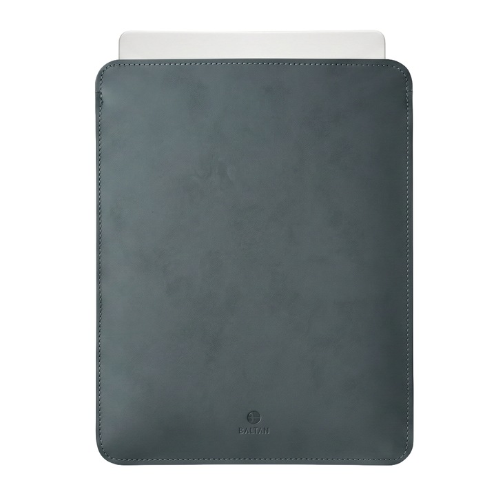 Husa pentru MacBook AIr 15 M2 M3 M4 M5 Baltan Sleeve 15 inch din piele naturala premium rezistenta la apa, gri
