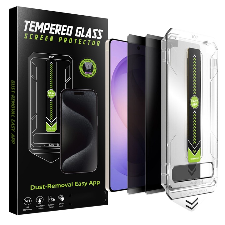 X2 Titan Privacy Üvegfólia csomag és 1 pormentesítő Easy App telepítő készlet Samsung Galaxy S26 Ultra készülékhez