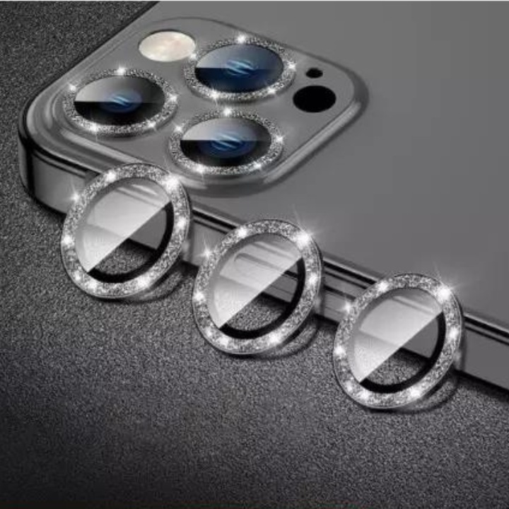 Kamera Védő Diamond Style Fekete iPhone 12 Mini-hez