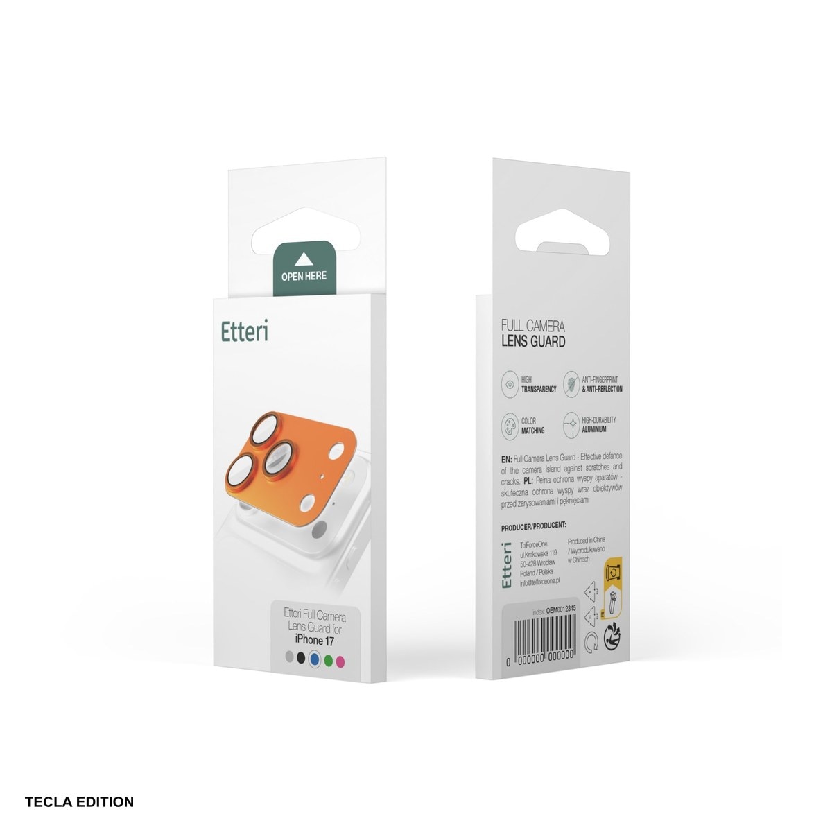 Folie protectie camera integrala Etteri, cu rama neagra, pentru Apple iPhone 17 Pro Max