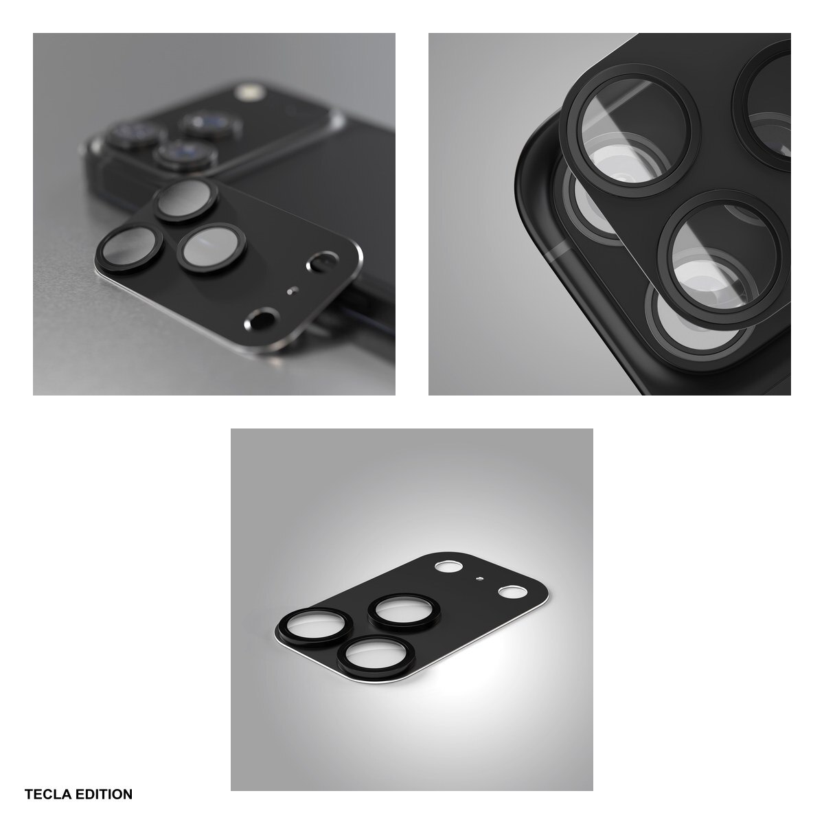 Folie protectie camera integrala Etteri, cu rama neagra, pentru Apple iPhone 17 Pro Max