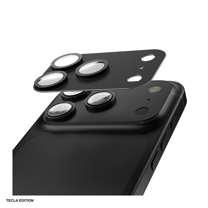Folie protectie camera integrala Etteri, cu rama neagra, pentru Apple iPhone 17 Pro Max