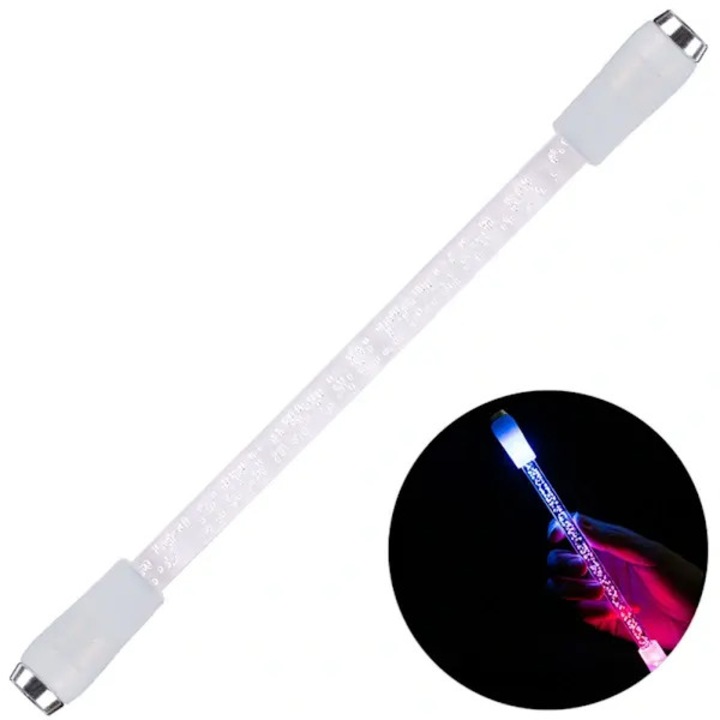 Въртяща се химикалка с LED, черна, 1.5x22см, комплект 1 бр.