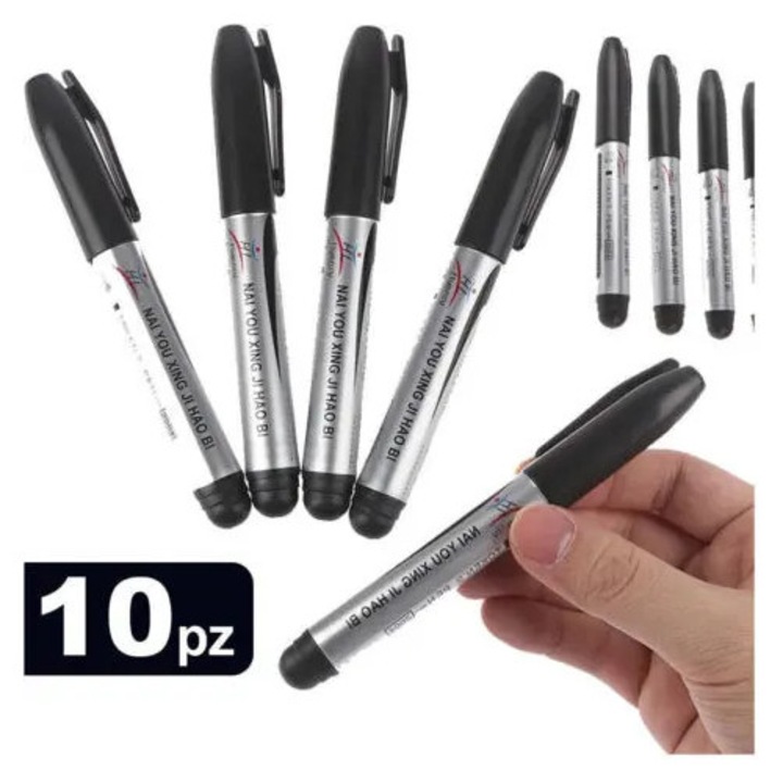 Комплект от 10 черни перманентни маркера 135x15mm