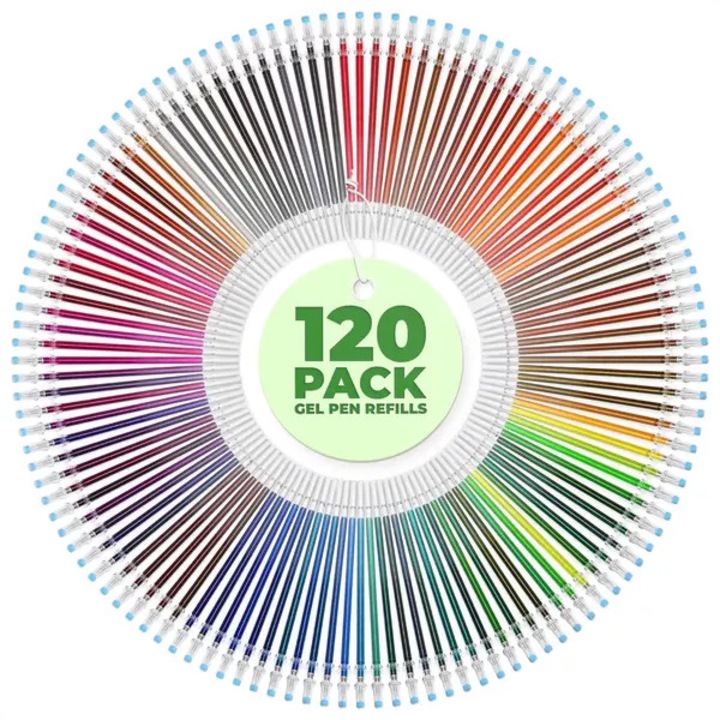 Rezerve pentru pix cu gel, colorate cu sclipici, varf 0.8 mm, multicolor, 120 buc