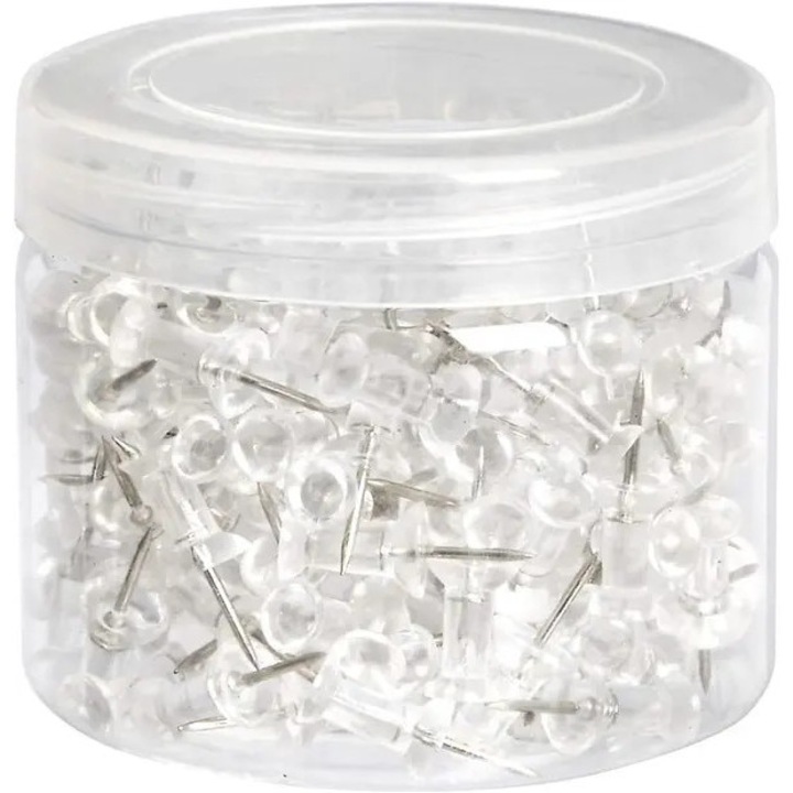 Кабърчета, 200 бр., прозрачна пластмасова глава, стоманен връх, 11x12мм