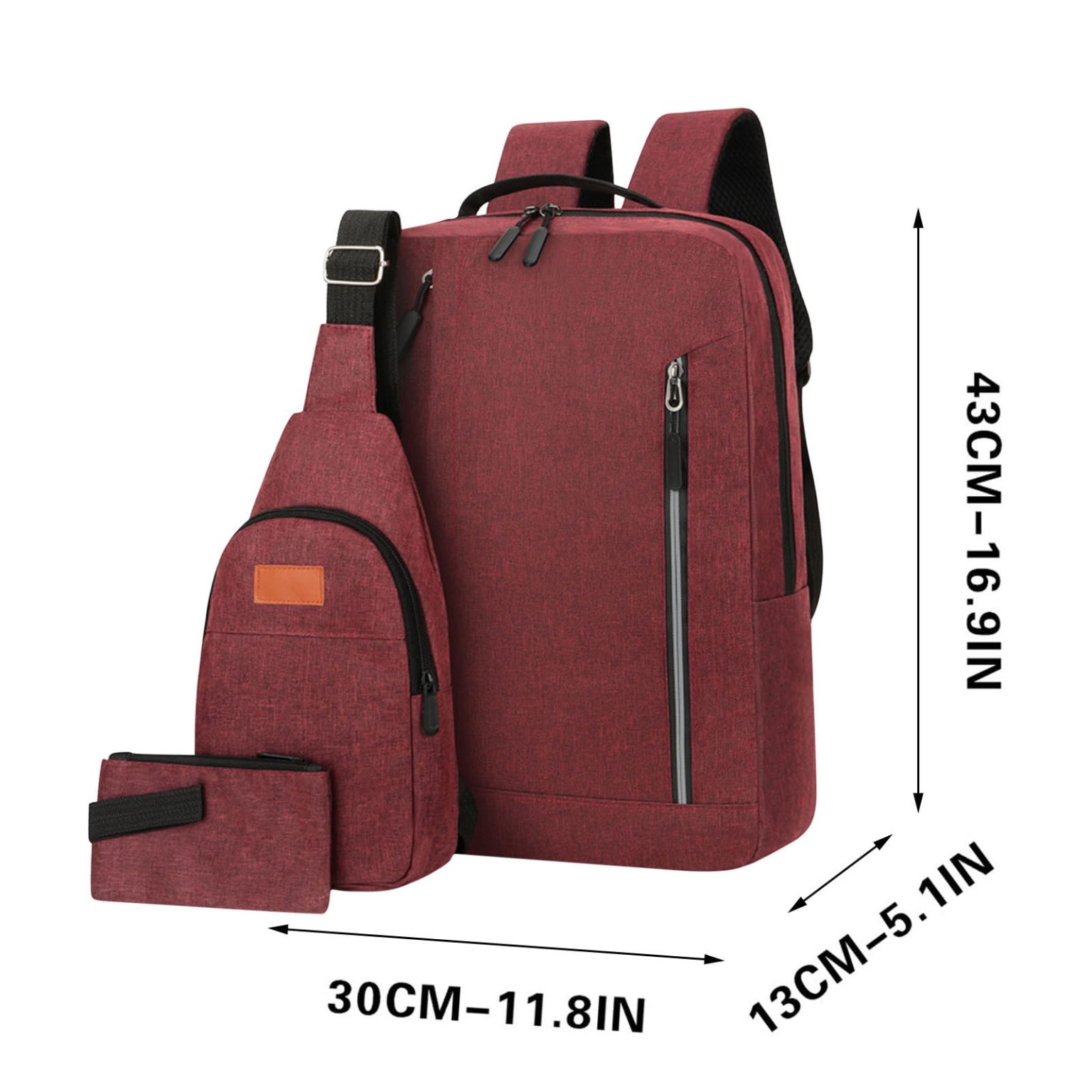 Rucsac multifunctional USB incarcare, capacitate mare, negru, 3 piese