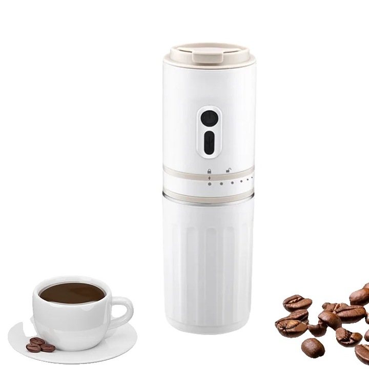 Cafetiera electrica portabila, 5 cani, alb, 304 otel inoxidabil, ceramica