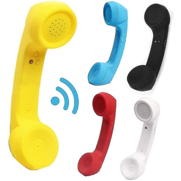 Telefon fara fir retro vintage, negru, Bluetooth, USB reincarcabil, convenabil pentru apeluri