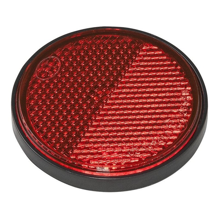 Reflector rosu 58mm autoadeziv cu placa de baza