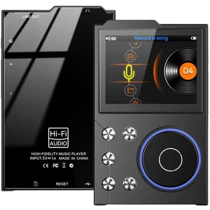MP3 player K0441-0727-QH575, Bluetooth, radio FM, inregistrator, 16GB intern, Hi‑Fi, negru