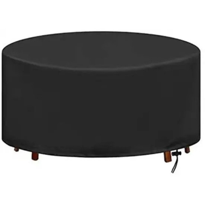 Kerek kerti asztal huzat K0255-0810-CDCJ51655, vízálló Oxford anyagból, fekete, átmérő 180 cm, magasság 90 cm