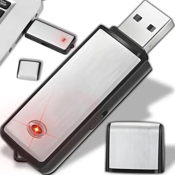 Дигитален рекордер 2в1, 8GB, сензор за звук, черен, 8x2x1см