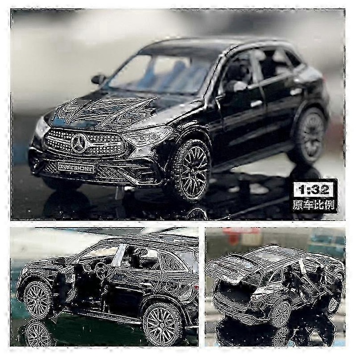 GLC 400 SUV modellautó 1:32 méretarányban, ötvözetből és műanyagból, hanggal és fénnyel, pull-back mechanizmussal, fekete
