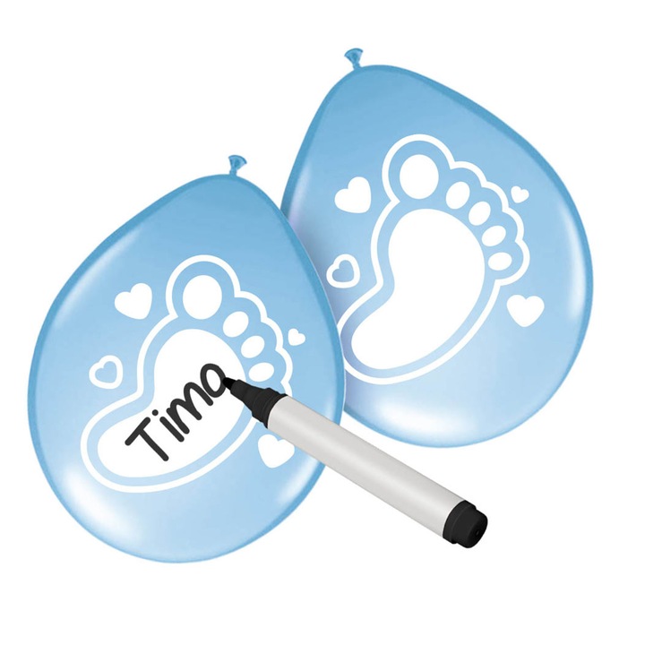 Rajzolható lufi szett, kék, 6 darab