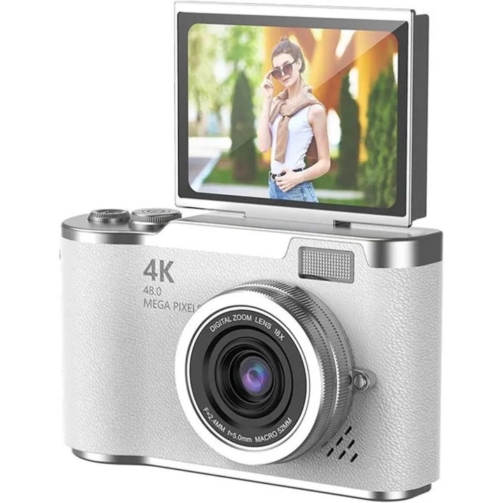 4K digitális fényképezőgép, kihajtható kijelző, 48MP, 8x zoom, fekete, 11.7x6.4x2.9cm, 32GB