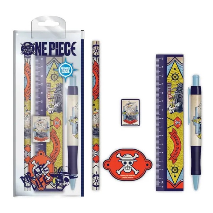 Комплект официално лицензирани канцеларски материали One Piece (Going Merry), 6 части, многоцветен
