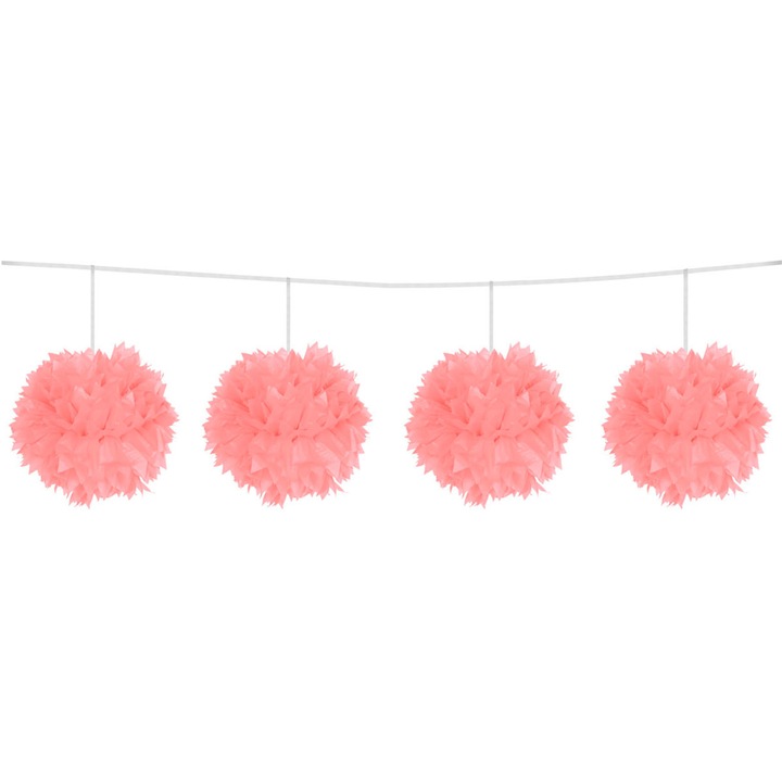 Pompom girland, rózsaszín, 300 cm