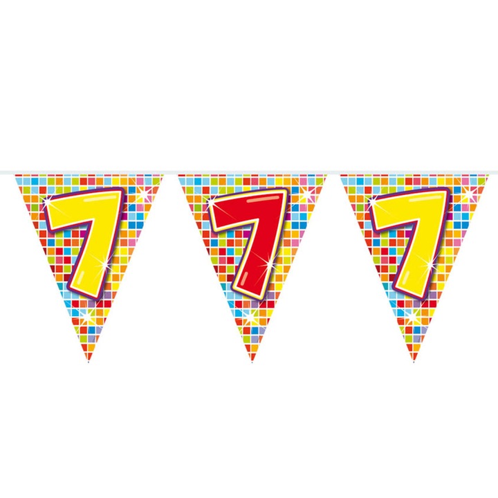 Party zászló, kockás, 7 számmal, 3 méter