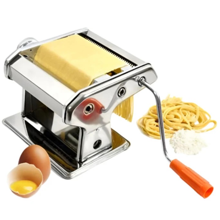 Masina de facut Paste si Taitei de Casa - Inox, 9 Pozitii, Reglaj Grosime 0.1 - 0.65 cm