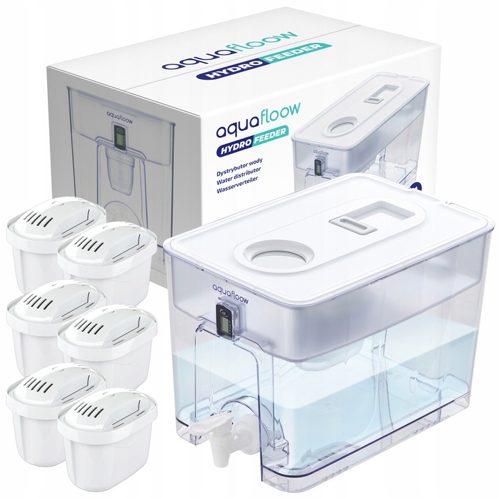 Distribuitor apa AquaFloow HydroFeeder 9,5l cu 6 filtre Maxi, plastic, 34,5x23x23cm