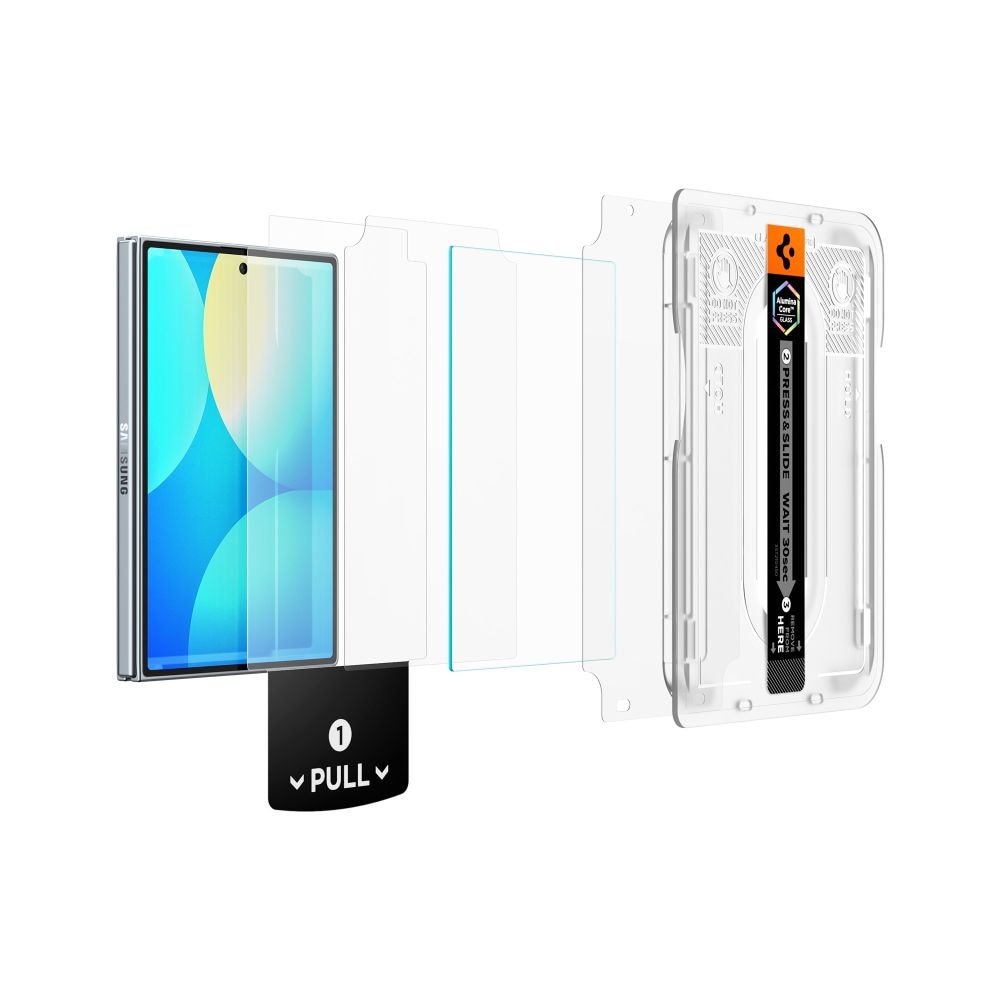 Set 2 folii sticla securizata Spigen Glas.tR EZ Fit Pro HD, Kit montare inclus, compatibile cu Samsung Galaxy Z Fold 8, Transparent