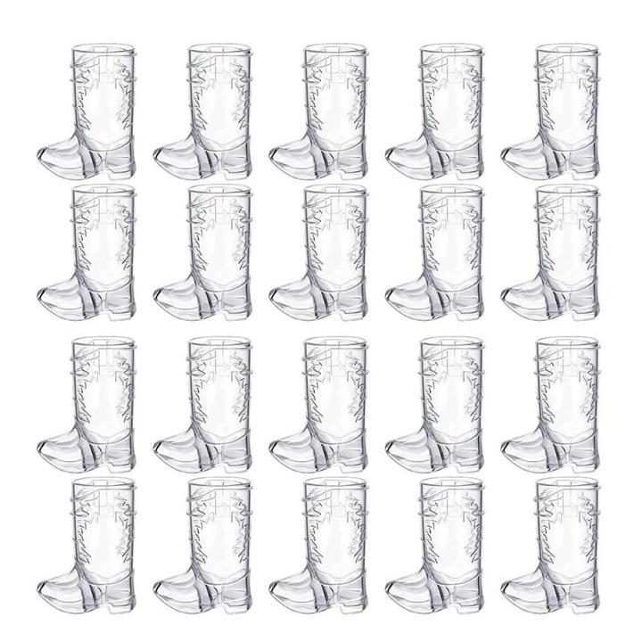 20 db YANYXR cowboy műanyag shot pohár készlet 3.2x6.5cm átlátszó