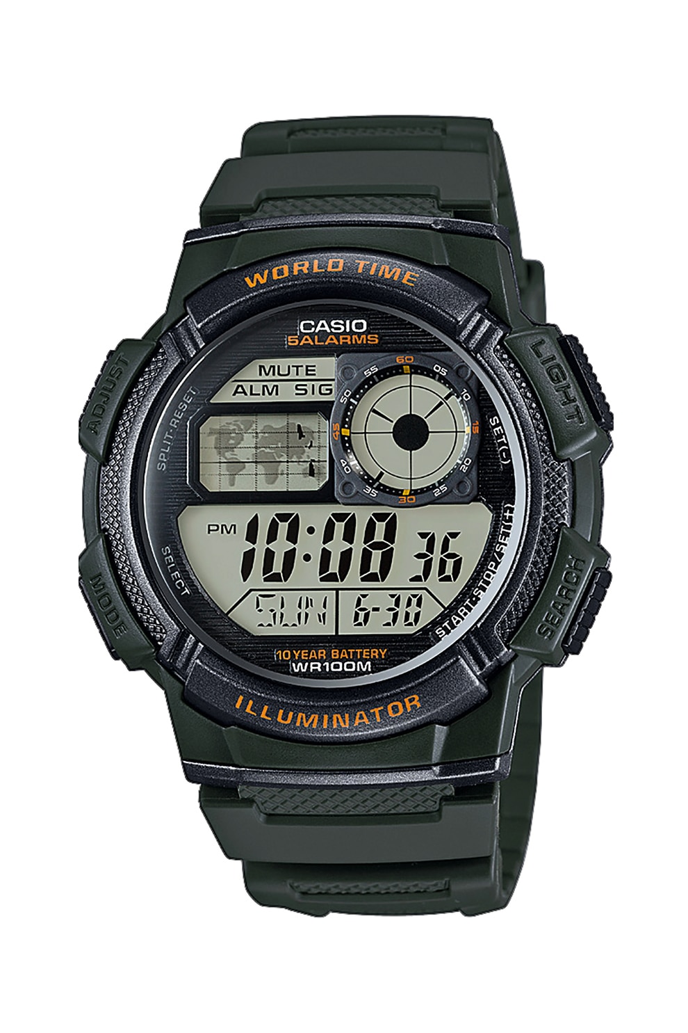 Casio, Ceas cronograf cu display digital, Verde inchis