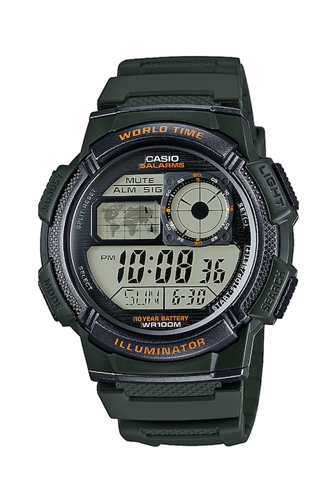 Casio, Цифров часовник с хронограф, Тъмнозелен
