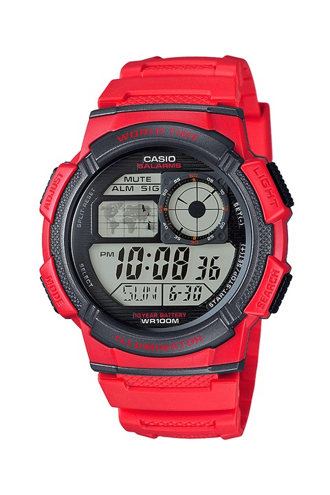 Casio, Цифров часовник с хронограф, Червен