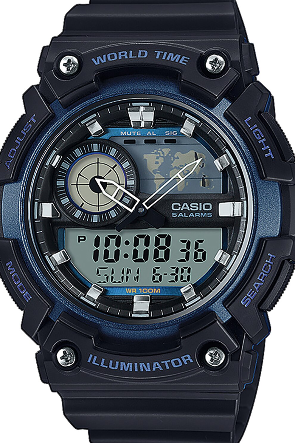 Casio, Chrono karóra gyanta szíjjal, Fekete eMAG.hu Casio, Multifunkciós karóra műanyag szíjjal, Fekete eMAG.hu