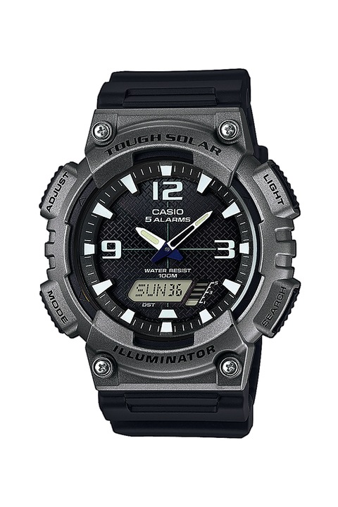 Casio, Часовник с хронограф и овална форма, Черен
