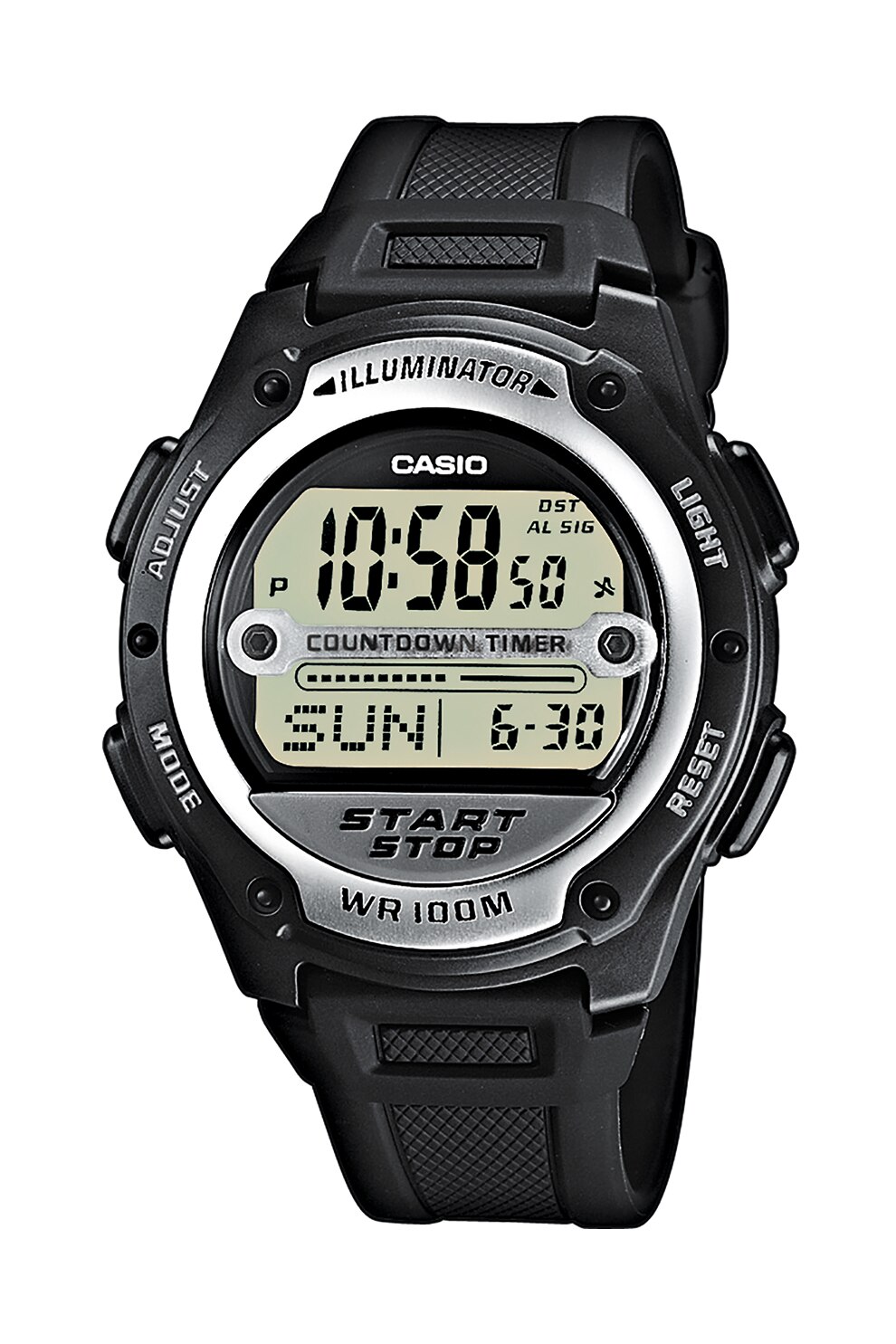 Casio, Ceas cronograf digital cu o curea din rasina, Negru
