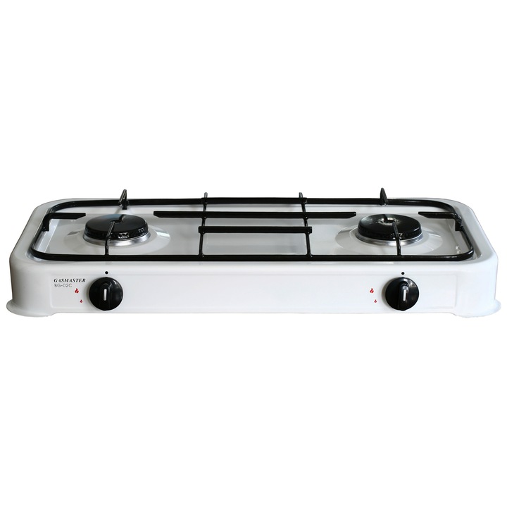 Plita gaz Gasmaster BG-02C, 2 arzatoare, alb, 58x34x8.5cm