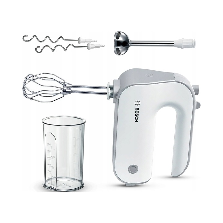 Bosch MFQ 4070 mixer, 500W, 5 sebességfokozat, fehér, keverő tartozékok, 20x7x15cm