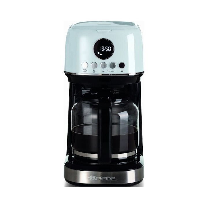 Cafetiera cu filtru Ariete Moderna 1396/01 (ZTZWLMMUR), 900 W, programabila 24 h, carafa din sticla 1,5 L, mentinere temperatura, filtru permanent, alb