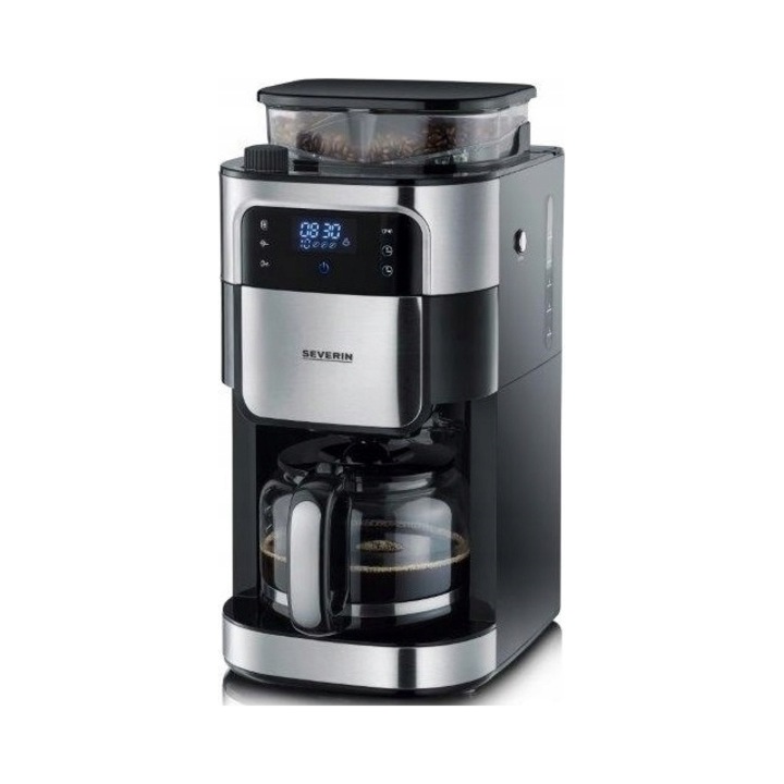 Espressor cafea Severin KA 4813 cu rasnita, 1000W, inox negru, 37x49x27cm, 1.25l, 10 cesti