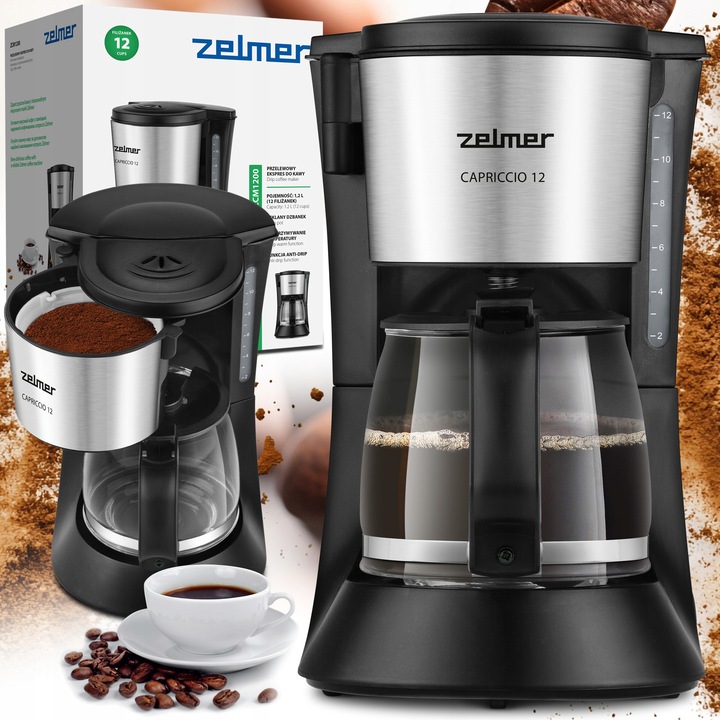 Espressor cafea Zelmer ZCM1200 metal sticla 1,2L 680W