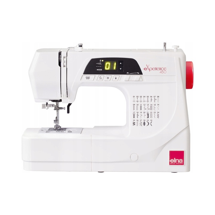 Masina de cusut Elna 450 eXperience, 30 programe, alb, 15x28x38.5cm