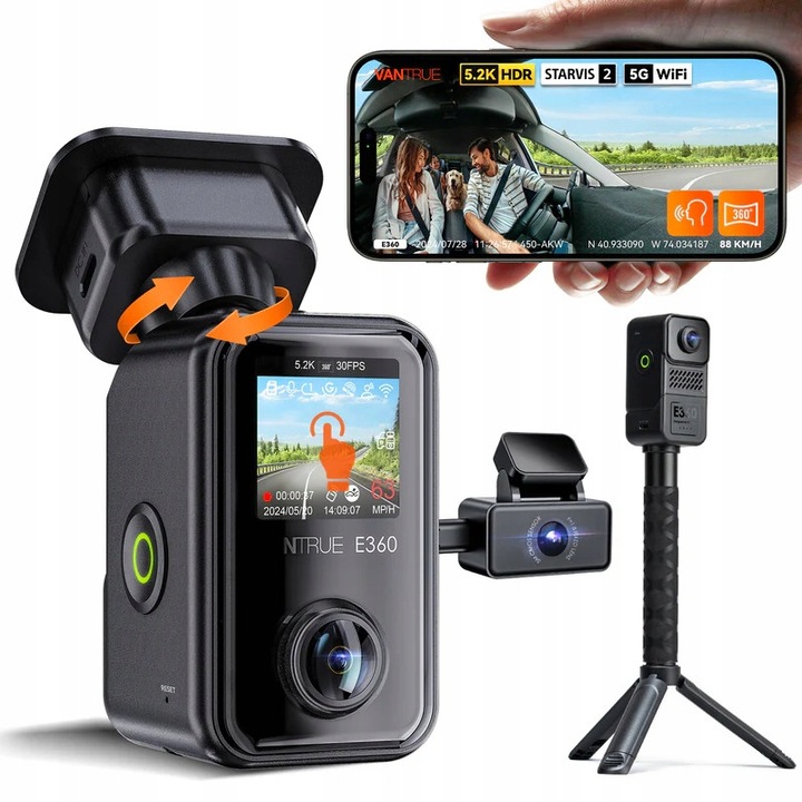 Vantrue E360 Ace 3CH 360° 5.2K GPS USB-C autós kamera