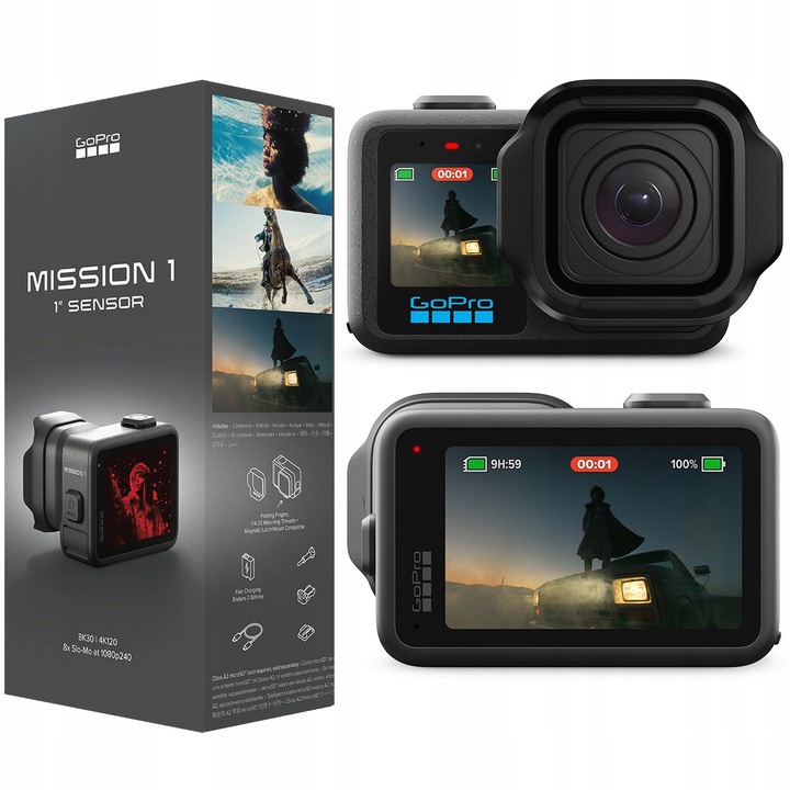 Спортна камера GoPro Mission 1, 1" сензор, 8K 240FPS, черна, 2.59"