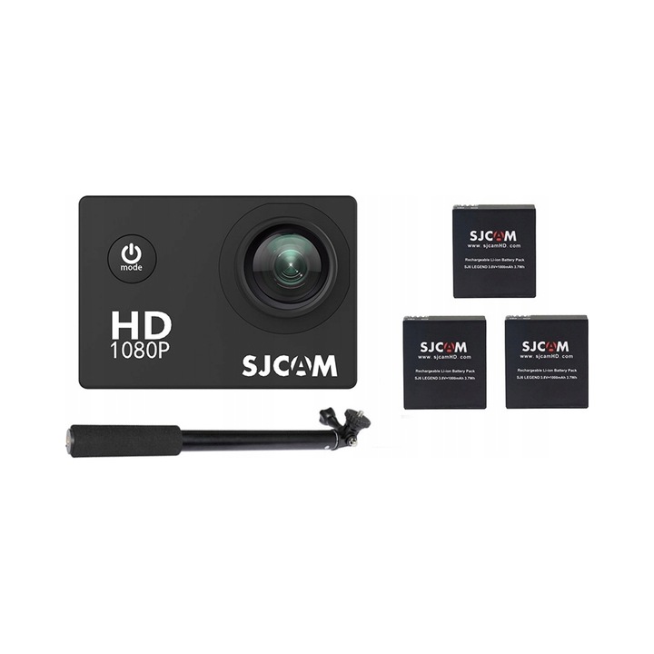 Спортна камера SJCam SJ4000 WiFi, 12MP, черна, 2", 29мм, пълен комплект