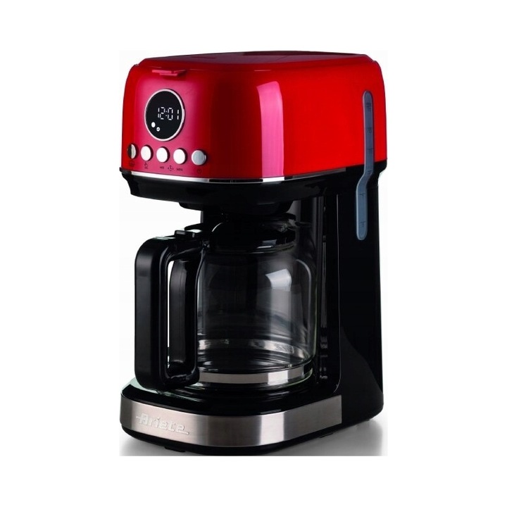 Espressor filtru Ariete Moderna 1396, rosu, 1.5L, sticla calita