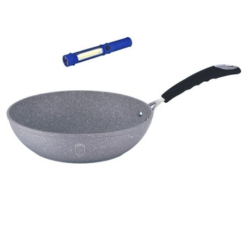 Tigaie wok aluminiu forjat cu 3 straturi marmura Berlinger Haus, 28 cm si lanterna Tigaie wok aluminiu forjat cu 3 straturi marmura Berlinger Haus, 28 cm si lanterna