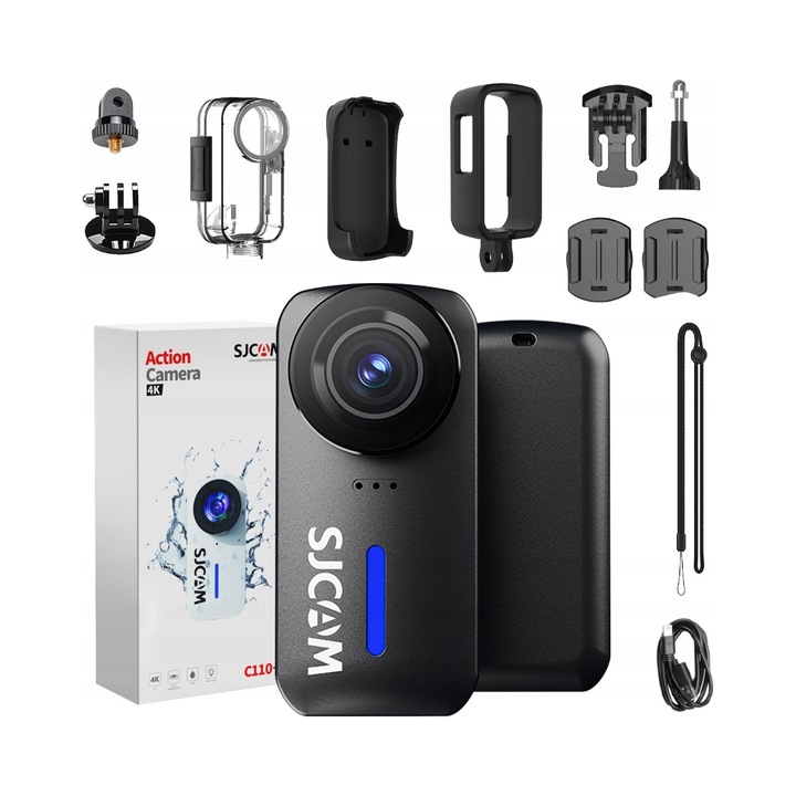 Спортна камера SJCam C110 Plus, жироскопична стабилизация, черна, 59x41x29mm