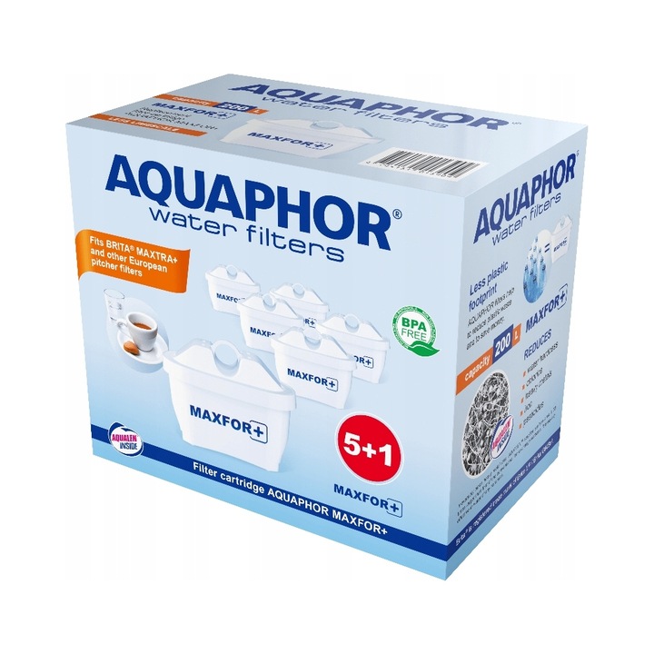 Set 6 cartuse filtrante Aquaphor Maxfor Plus universale, alb, standard