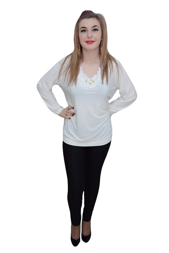 Bluza tinereasca, maneca lunga si design chic,masura mare,D&J Exclusive, Bej