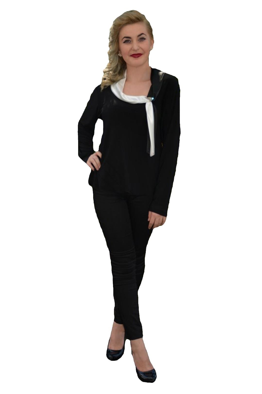 Bluze de ocazie, maneci lungi,masura mare,D&J Exclusive, Negru/Alb