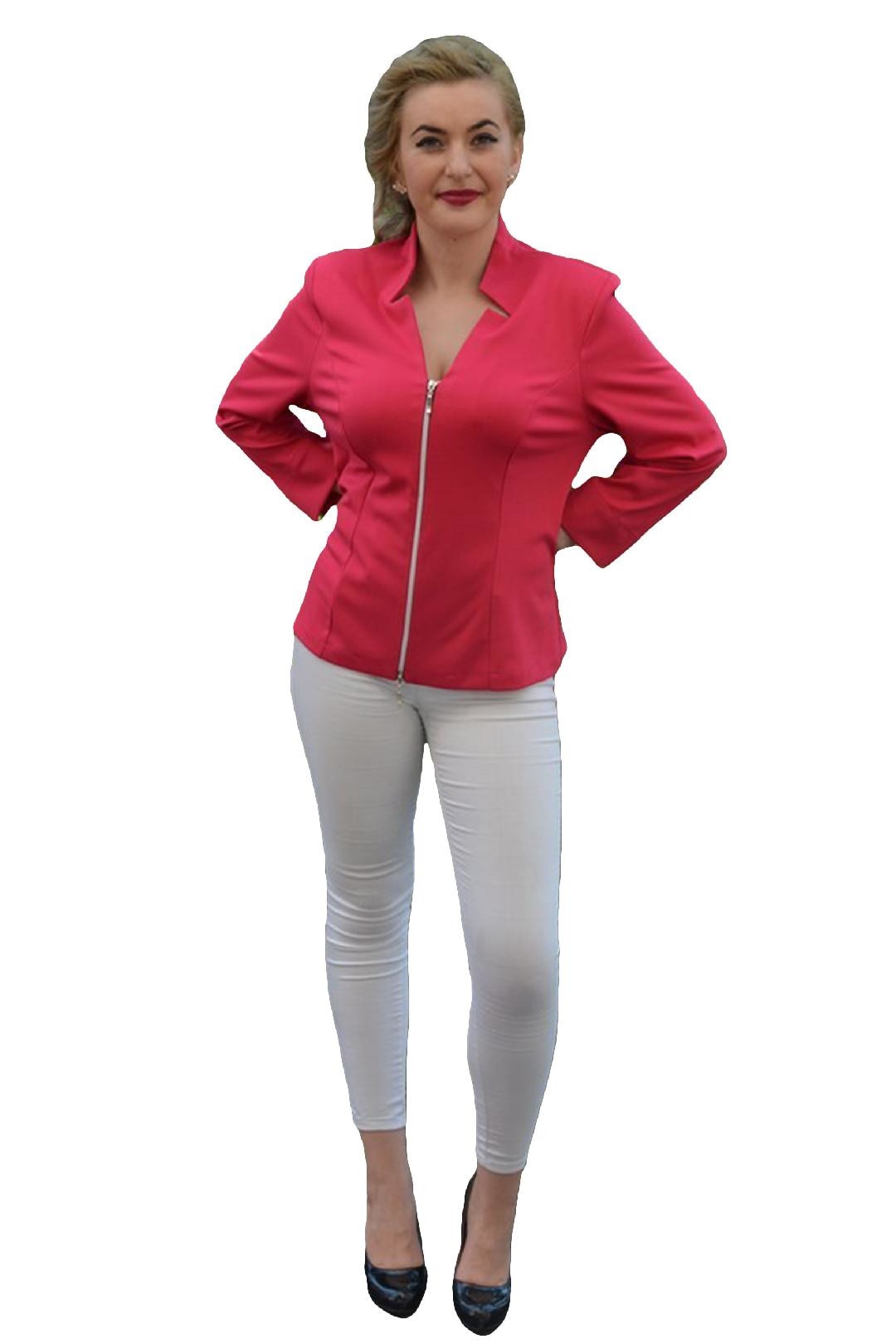 Bluza casual tip sacou cu fermoar, D&J Exclusive, Roz